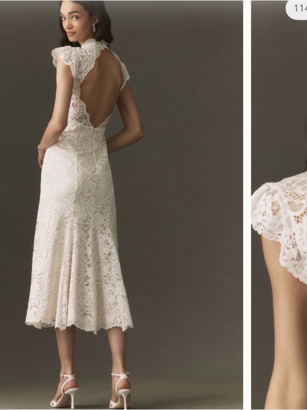 BHLDN Ivory Lace Backless Midi Dress
